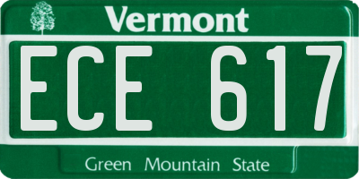 VT license plate ECE617