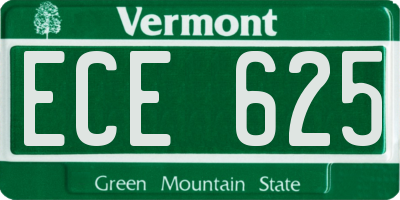 VT license plate ECE625