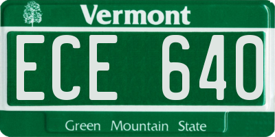 VT license plate ECE640