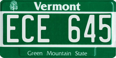 VT license plate ECE645