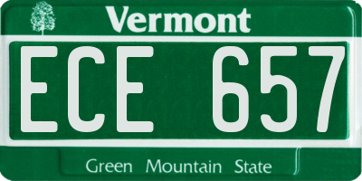 VT license plate ECE657