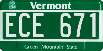 VT license plate ECE671