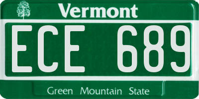 VT license plate ECE689