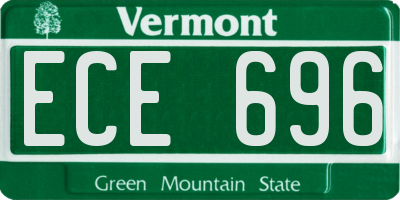 VT license plate ECE696