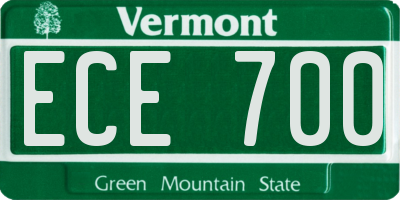 VT license plate ECE700