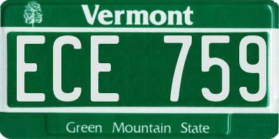 VT license plate ECE759