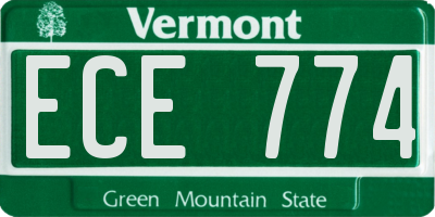 VT license plate ECE774