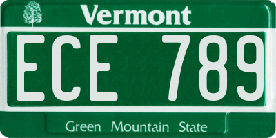 VT license plate ECE789