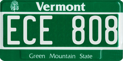 VT license plate ECE808