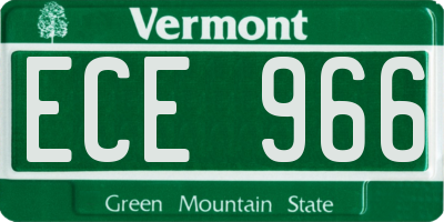 VT license plate ECE966