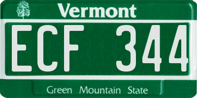 VT license plate ECF344