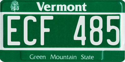 VT license plate ECF485