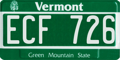 VT license plate ECF726