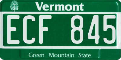 VT license plate ECF845