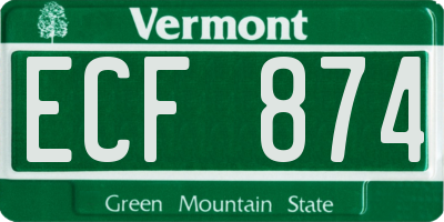 VT license plate ECF874