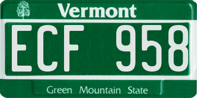 VT license plate ECF958