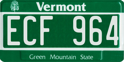VT license plate ECF964