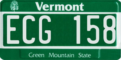 VT license plate ECG158