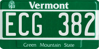 VT license plate ECG382