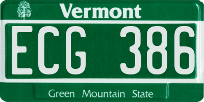 VT license plate ECG386