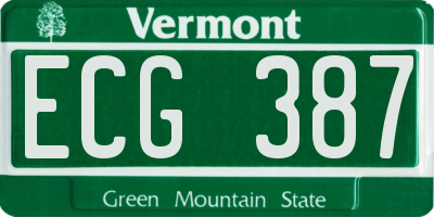 VT license plate ECG387