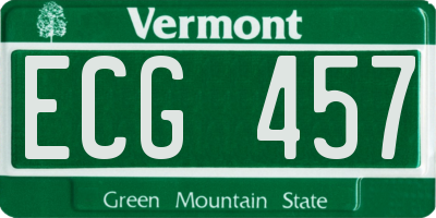 VT license plate ECG457