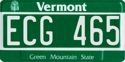 VT license plate ECG465
