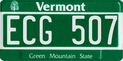 VT license plate ECG507