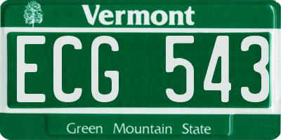 VT license plate ECG543