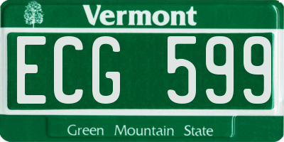VT license plate ECG599