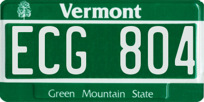 VT license plate ECG804