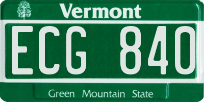 VT license plate ECG840
