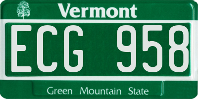 VT license plate ECG958
