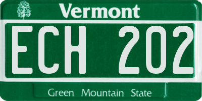 VT license plate ECH202