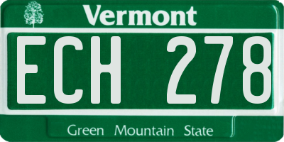 VT license plate ECH278