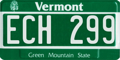 VT license plate ECH299