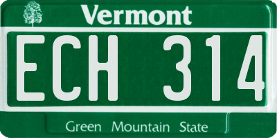 VT license plate ECH314