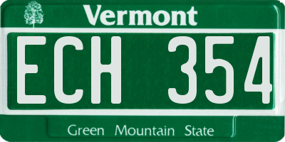 VT license plate ECH354