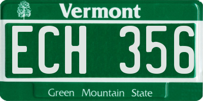 VT license plate ECH356