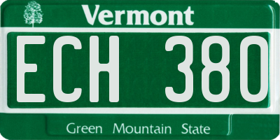 VT license plate ECH380