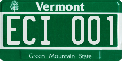 VT license plate ECI001
