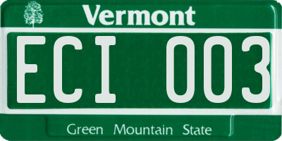 VT license plate ECI003