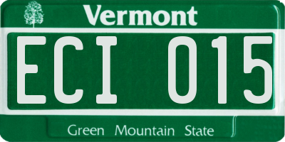 VT license plate ECI015