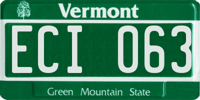 VT license plate ECI063
