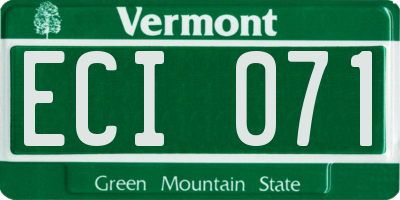VT license plate ECI071