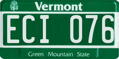 VT license plate ECI076
