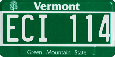 VT license plate ECI114