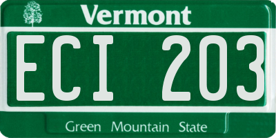 VT license plate ECI203