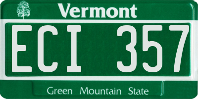 VT license plate ECI357