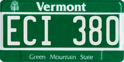 VT license plate ECI380